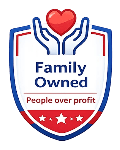 Locally owned Fresno medical transportation company badge.