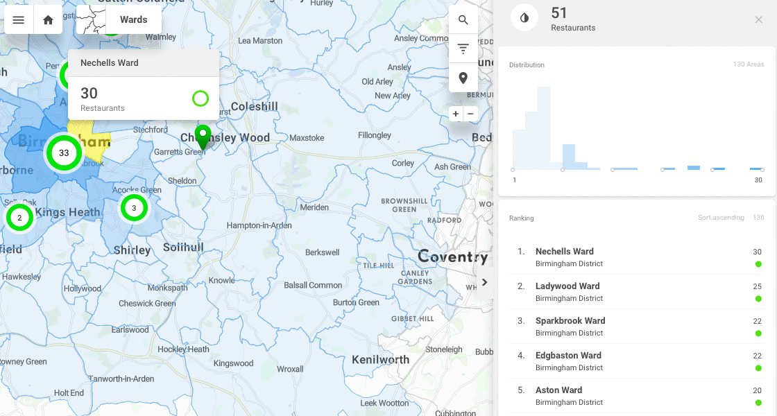 Food delivery company using location intelligence for identifying restaurants
