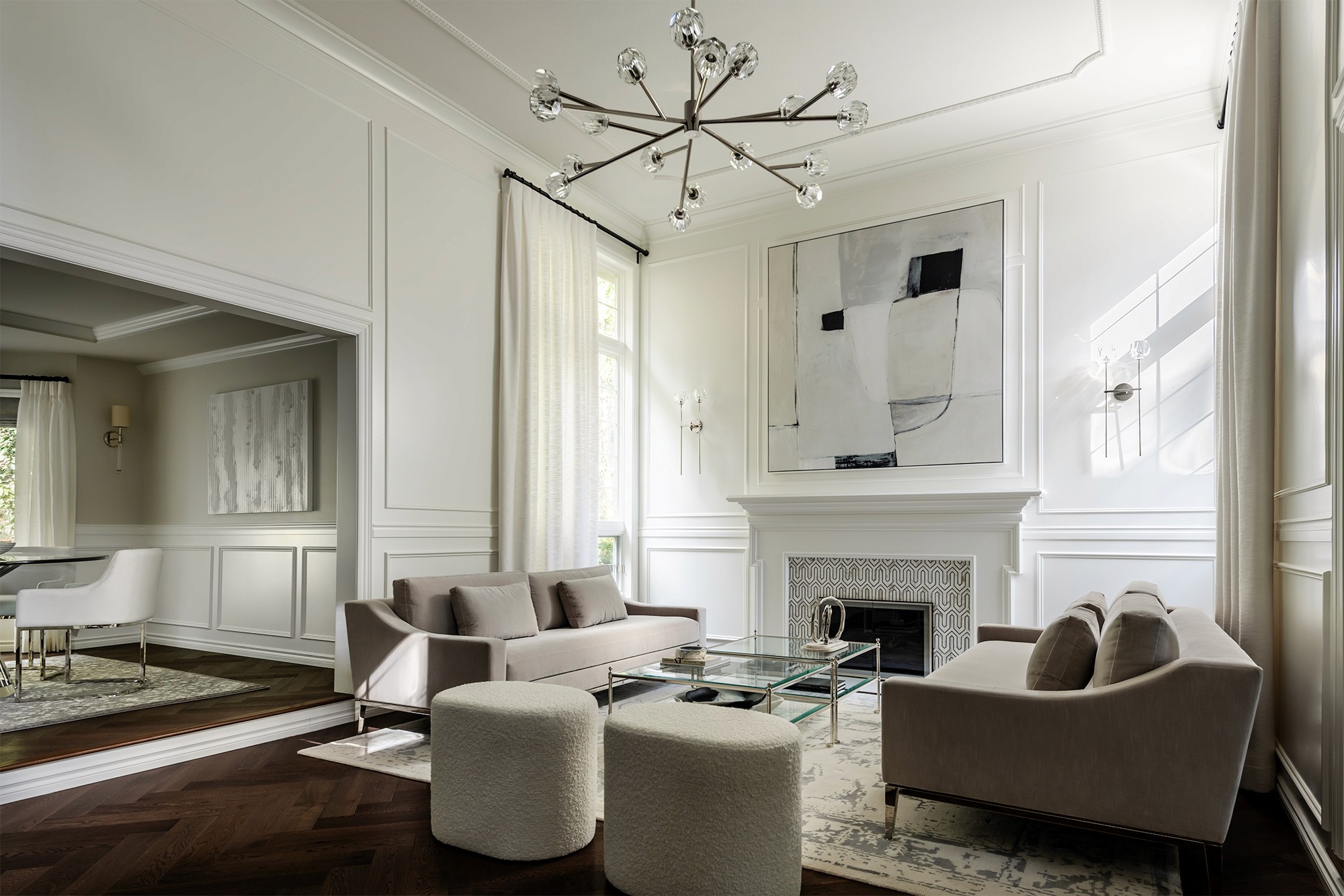 The living room of the Issaquah House Remodel, a large scale renovation by Elegant Simplicity interior design + professional organizing firm.