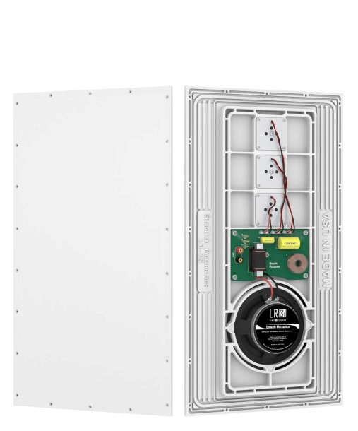 Stealth Acoustics speaker with front panel removed.