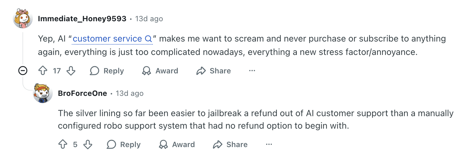 Reddit Screenshot of AI Category Topics