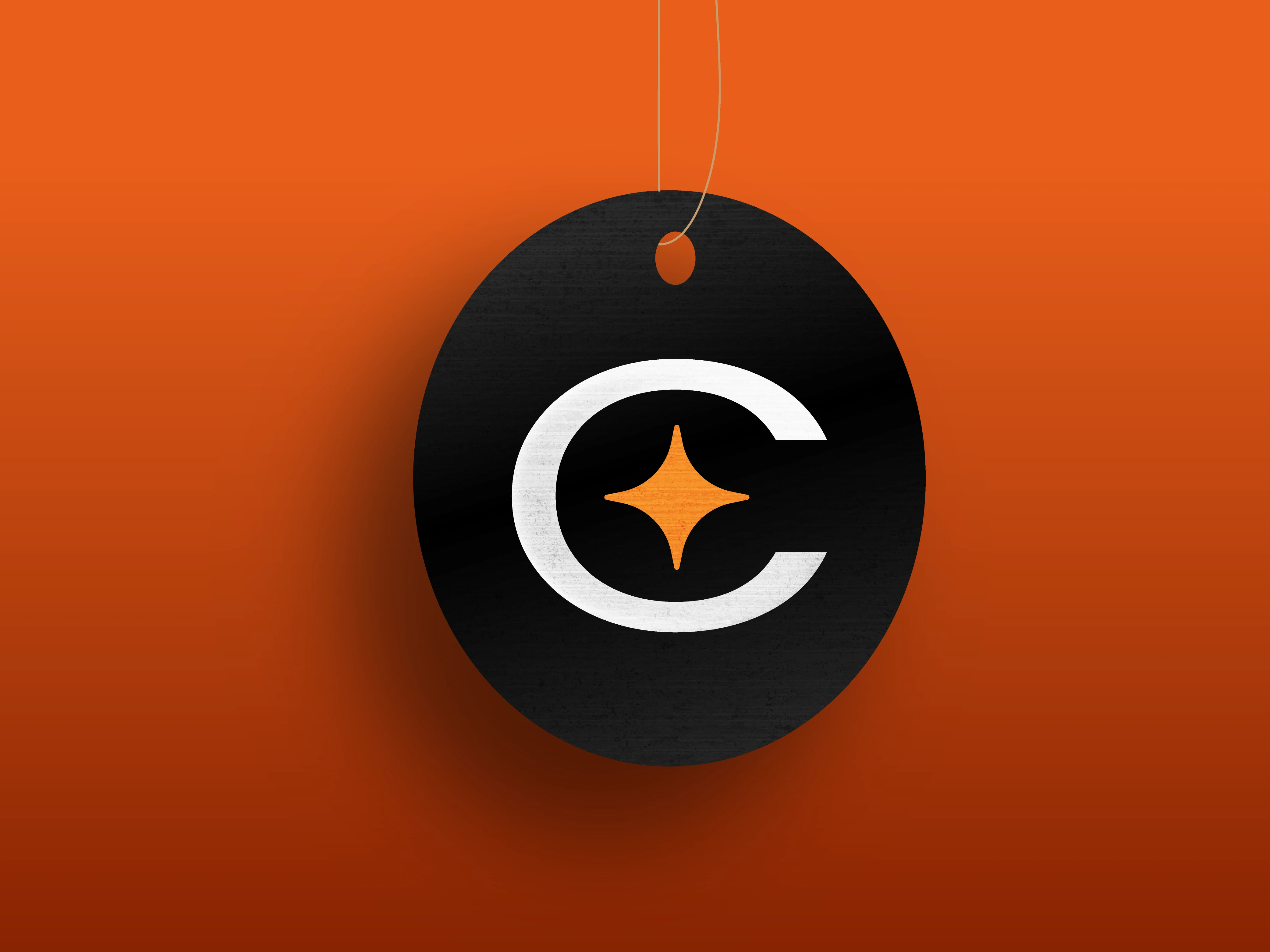 car hang smeller on a orange background