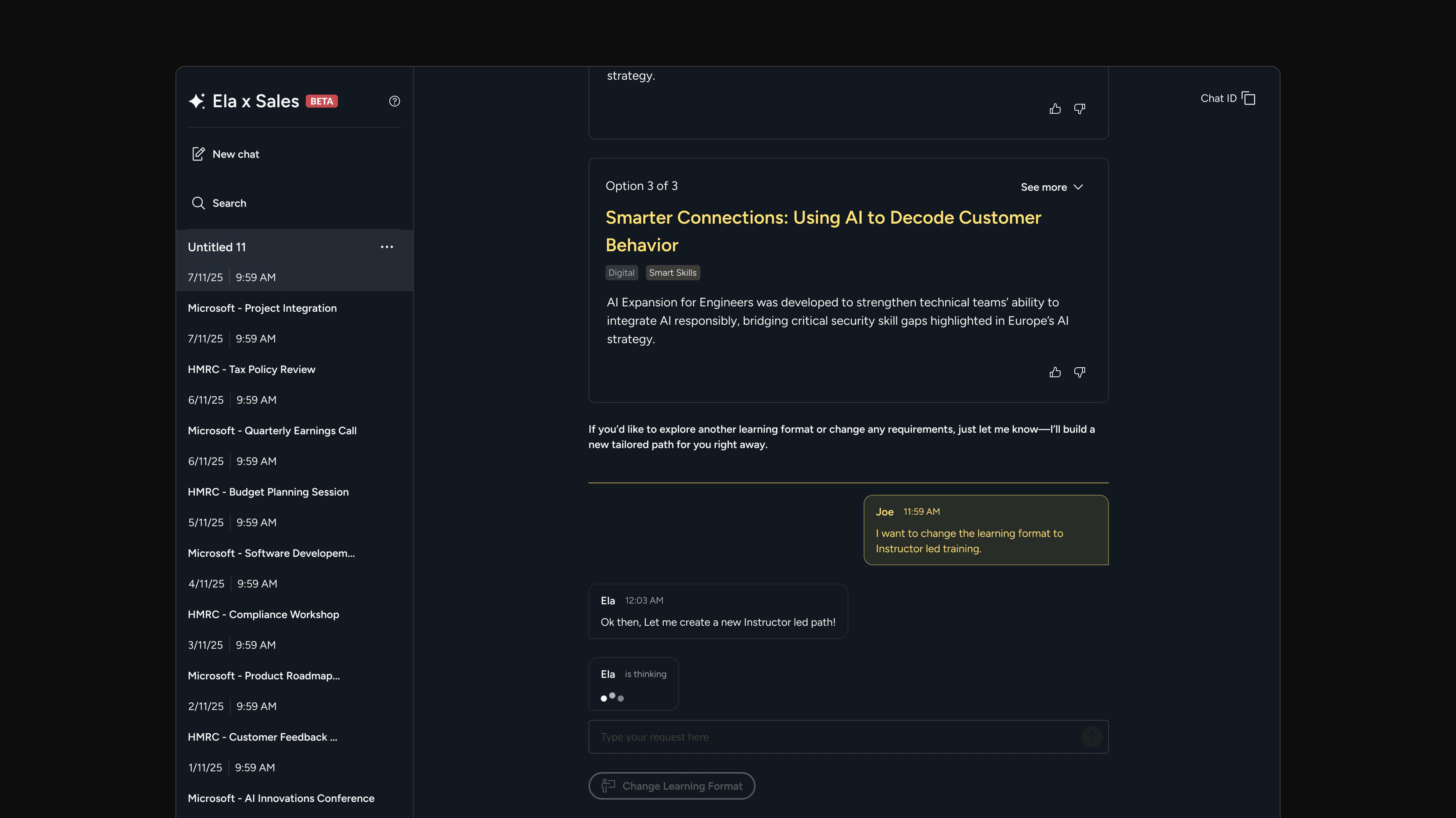 UI of AI assistant illustrating chat and and text selection