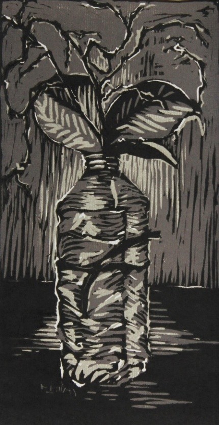 herd of sheep on road painting