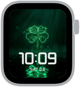 A selection from neon clover Apple Watch face collection