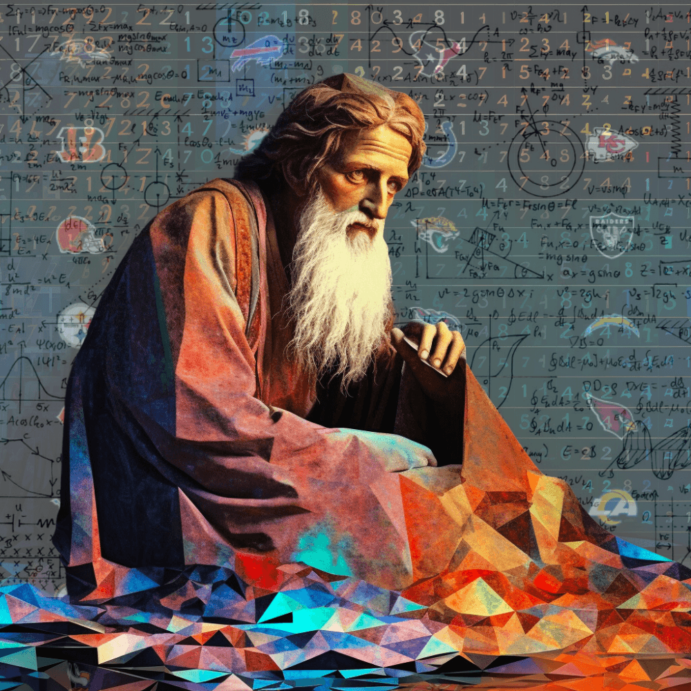 Pythagoras contemplating the complexities of betting NFL win total futures