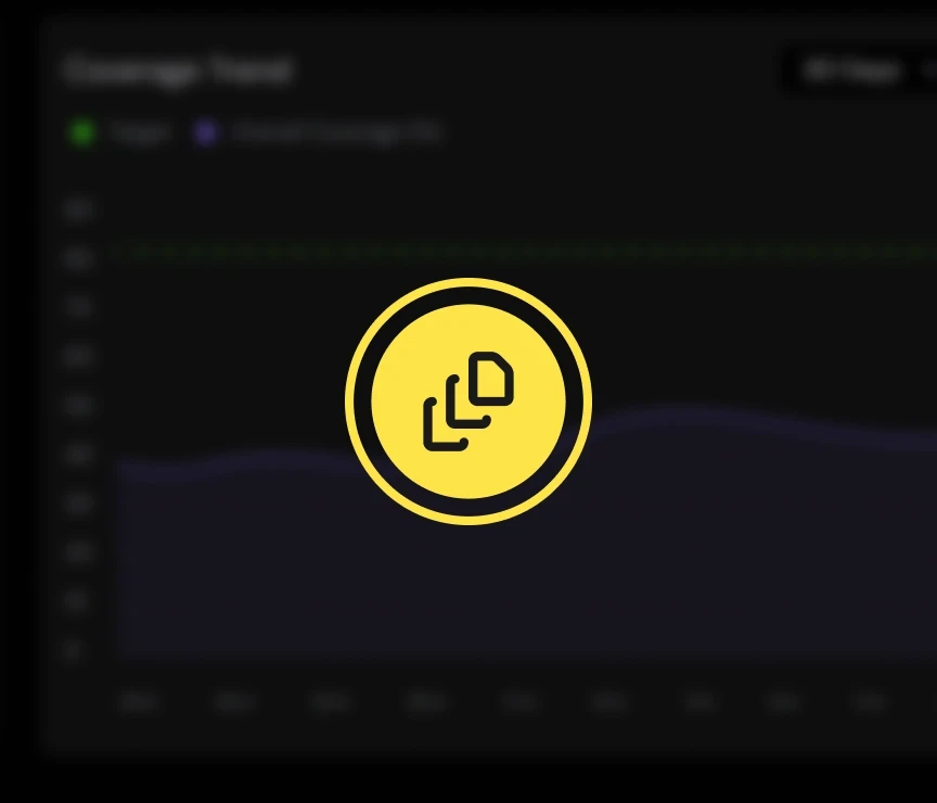 Code Sa analytics interface showing evolving coverage graph with highlighted automated maintenance indicator.