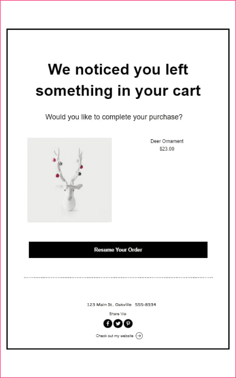 Cart Abandonment Reminder for a Customer