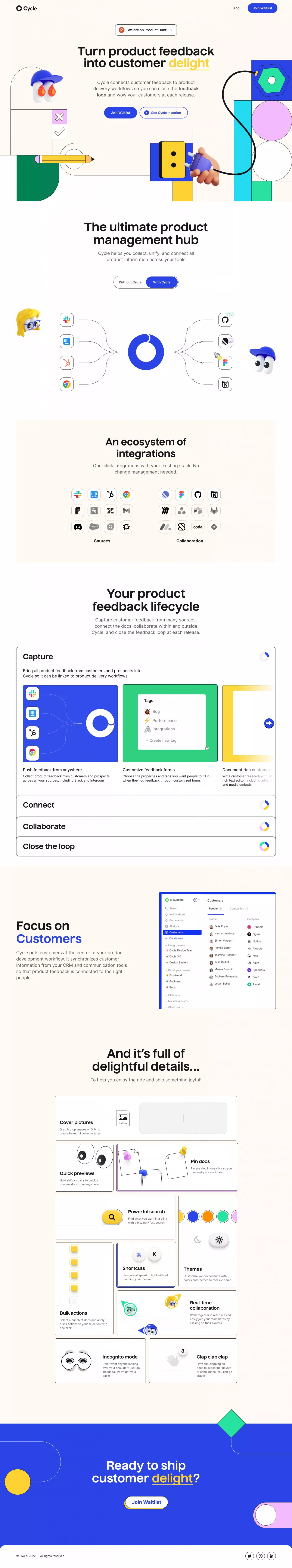Cycle landing page screenshot showcasing Tech design