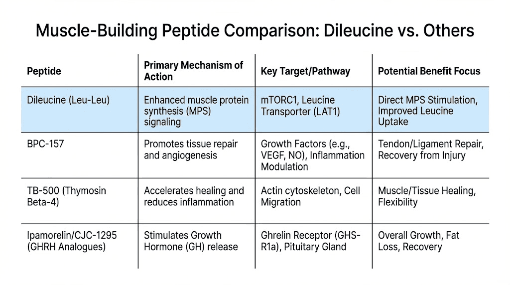 Dileucine peptide versus other muscle building supplements comparison
