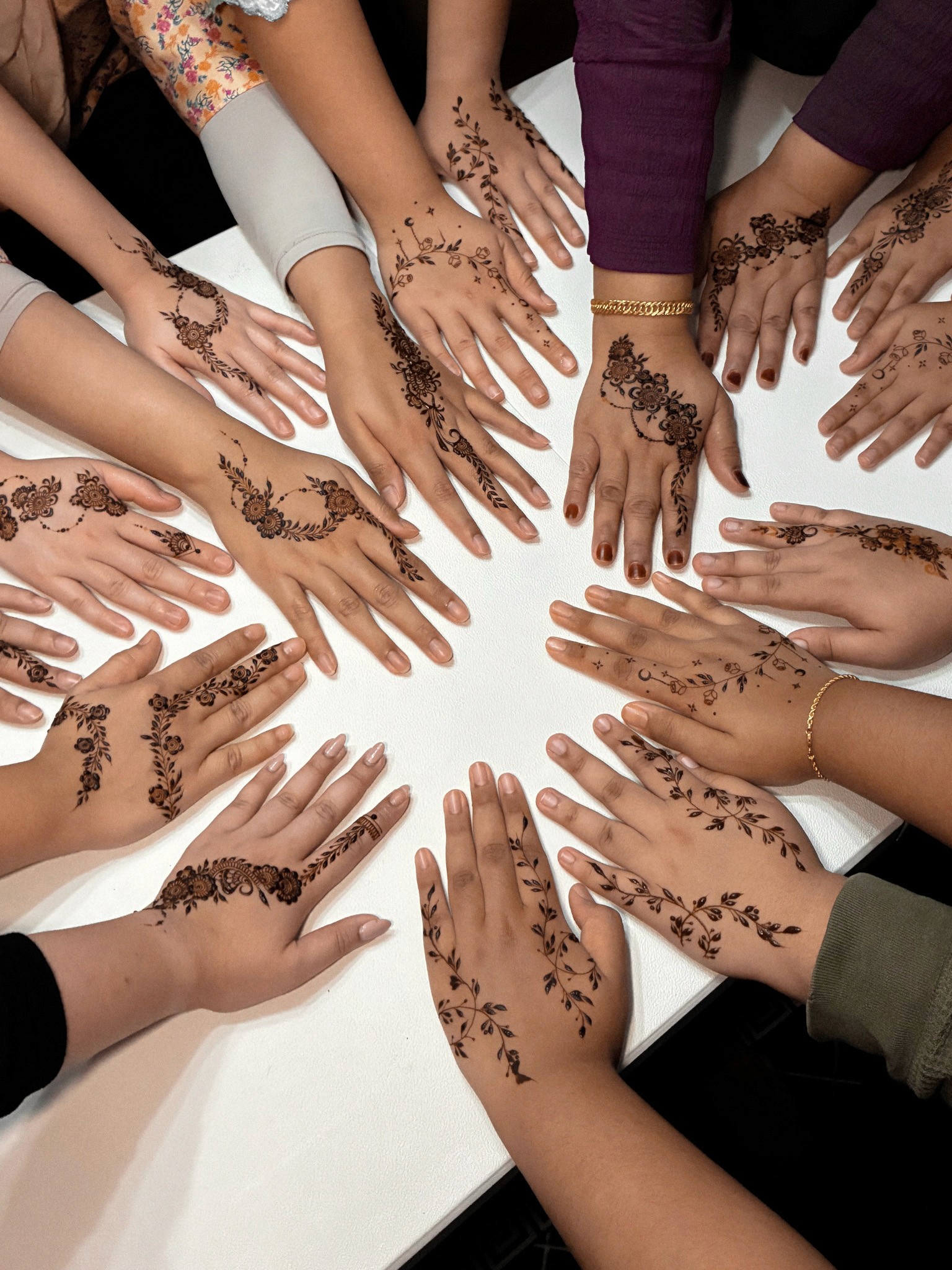 Group image of guests from a henna party that had their henna done by Rouhihenna in Singapore.