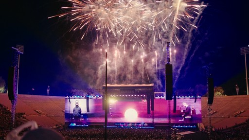 Fireworks erupt at Oasis tour in 2025.
