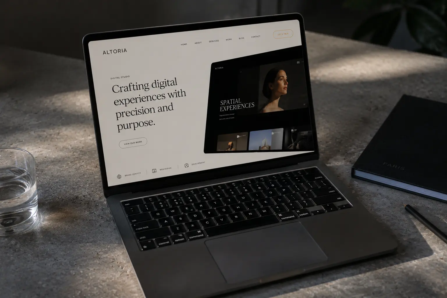 Premium website design displayed on laptop screen