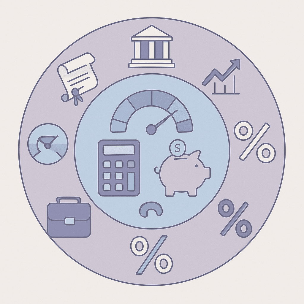 Concentric rings illustrating macro, personal, and property factors that influence mortgage rates