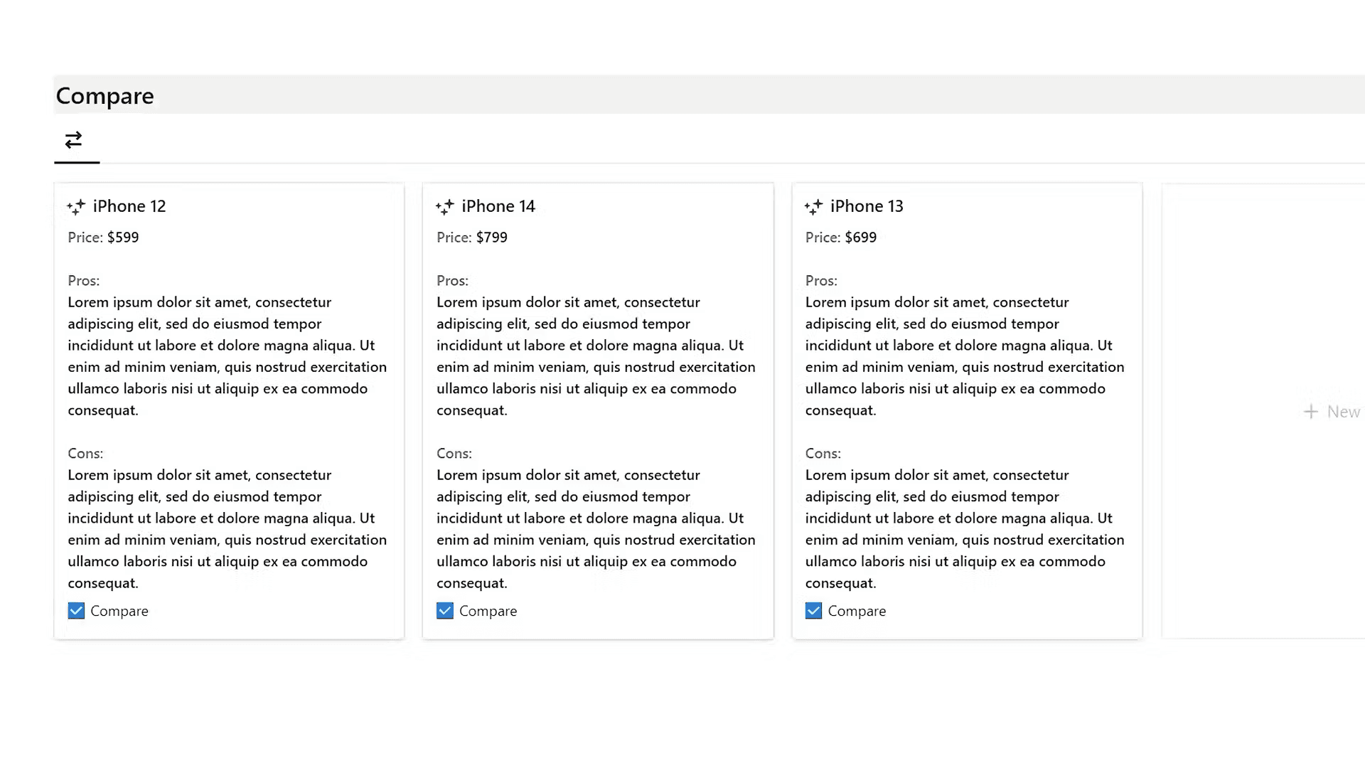 Image demonstrating how to use the comparison view for making purchase decisions.