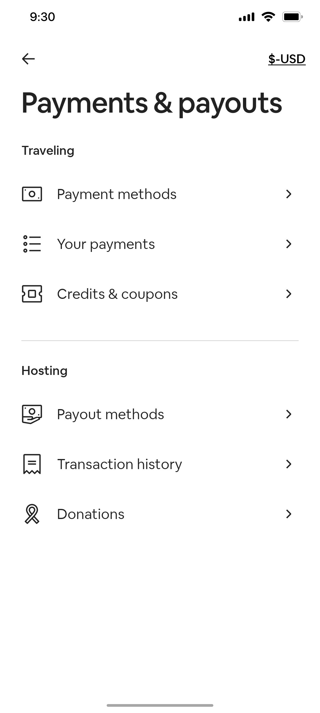 Airbnb Payment & payout screen