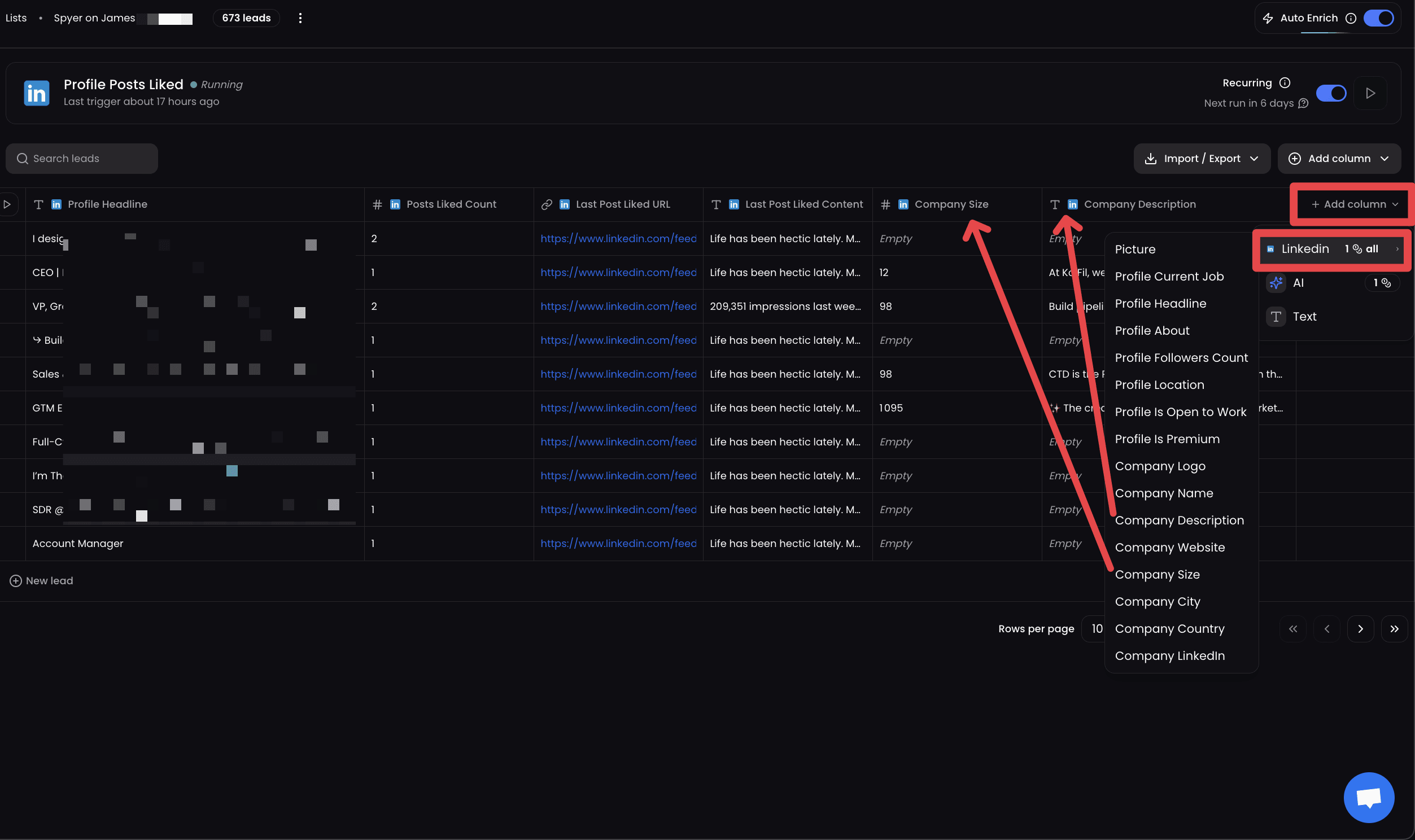 Reactin list enrichment example