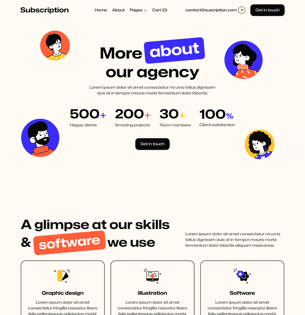 Subscription X - About Page - Design Subscription Agency Framer Template