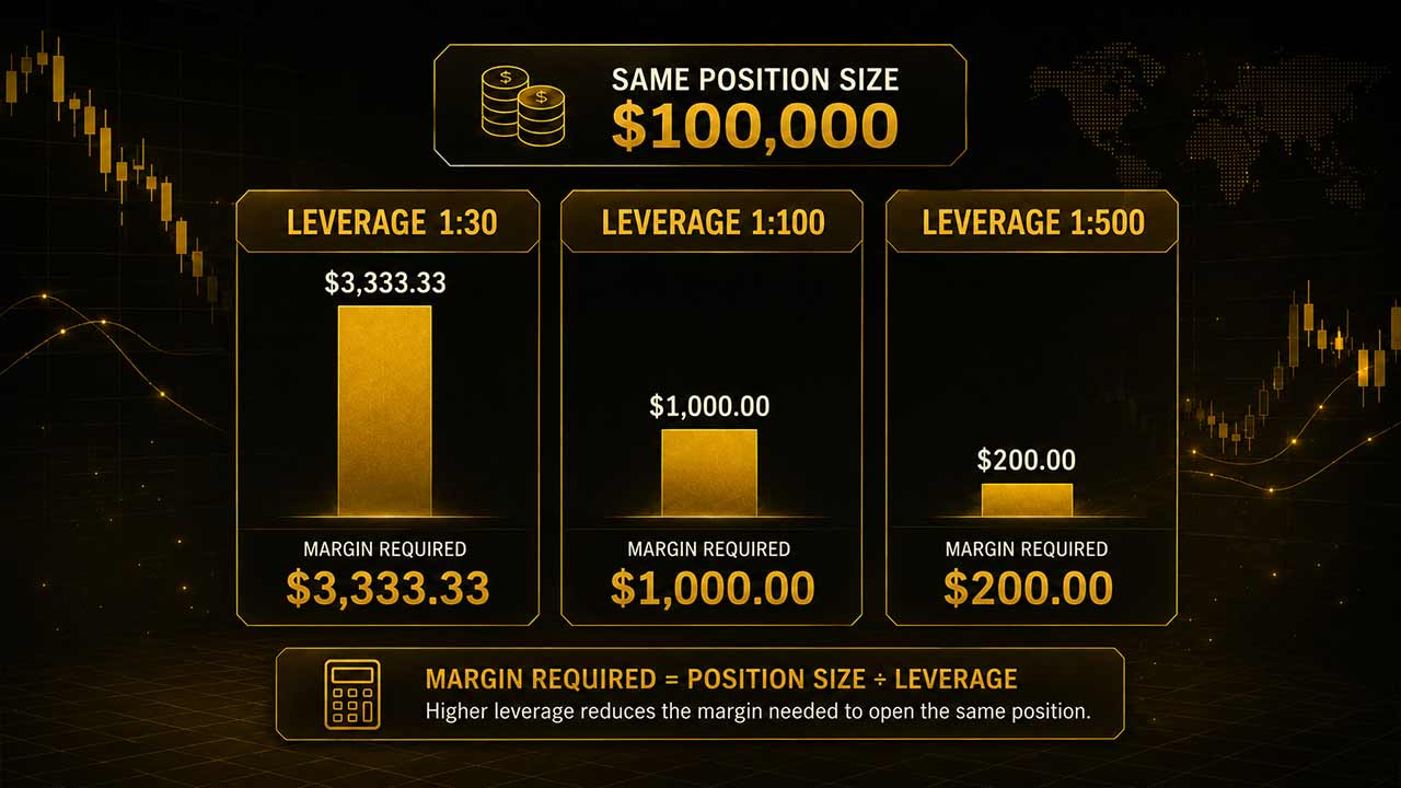 leverage levels (1:30 vs 1:100 vs 1:500)