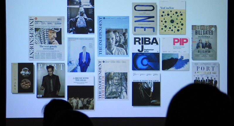 a light panel with magazine design pages