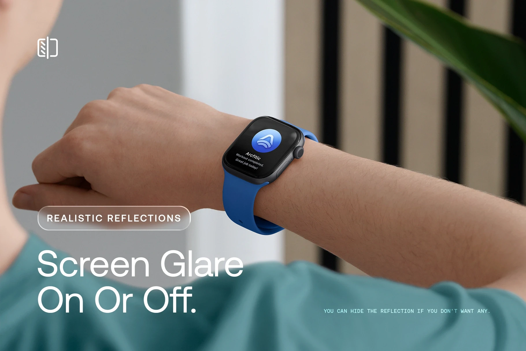 Apple Watch Series 11 mockup with optional screen glare effects and realistic smartwatch reflections on wrist.