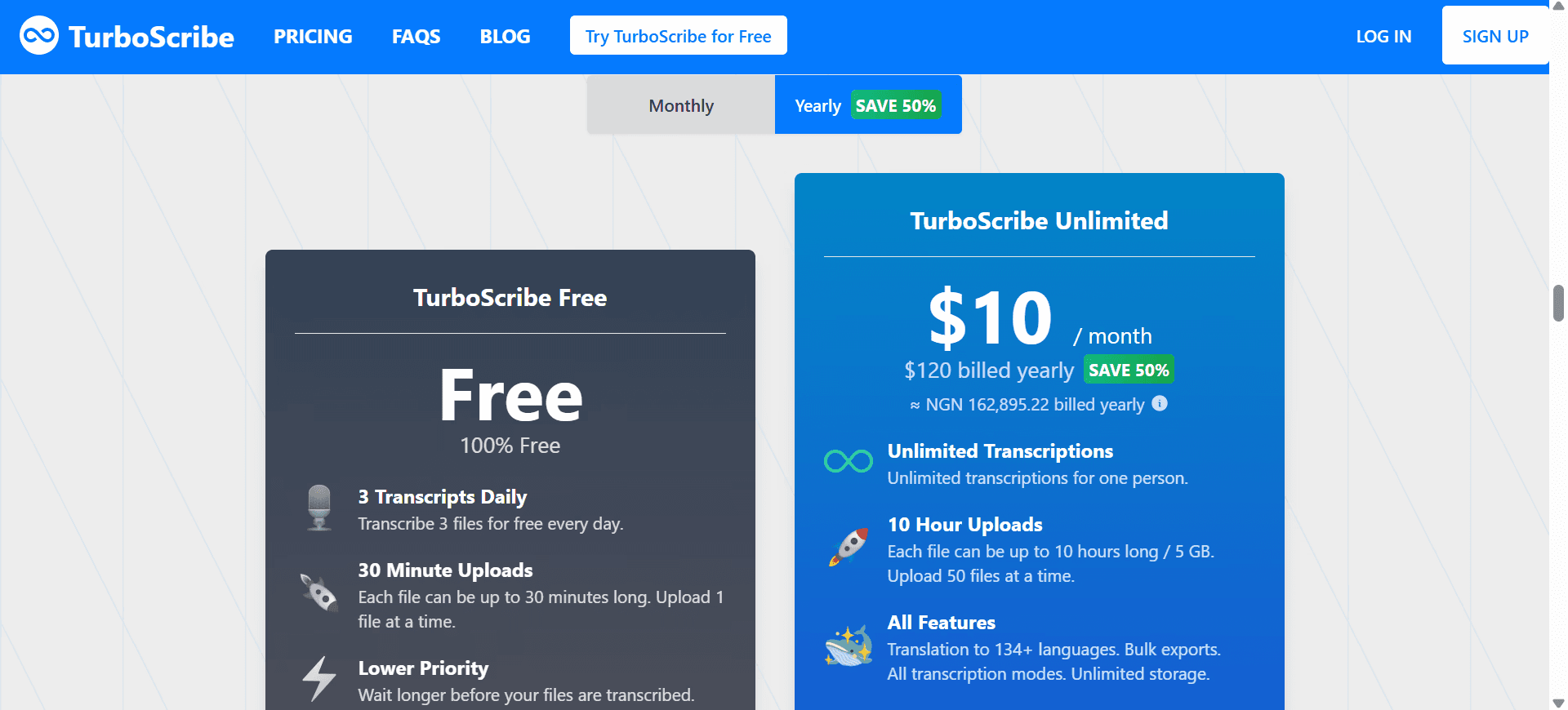 turboscribe interface