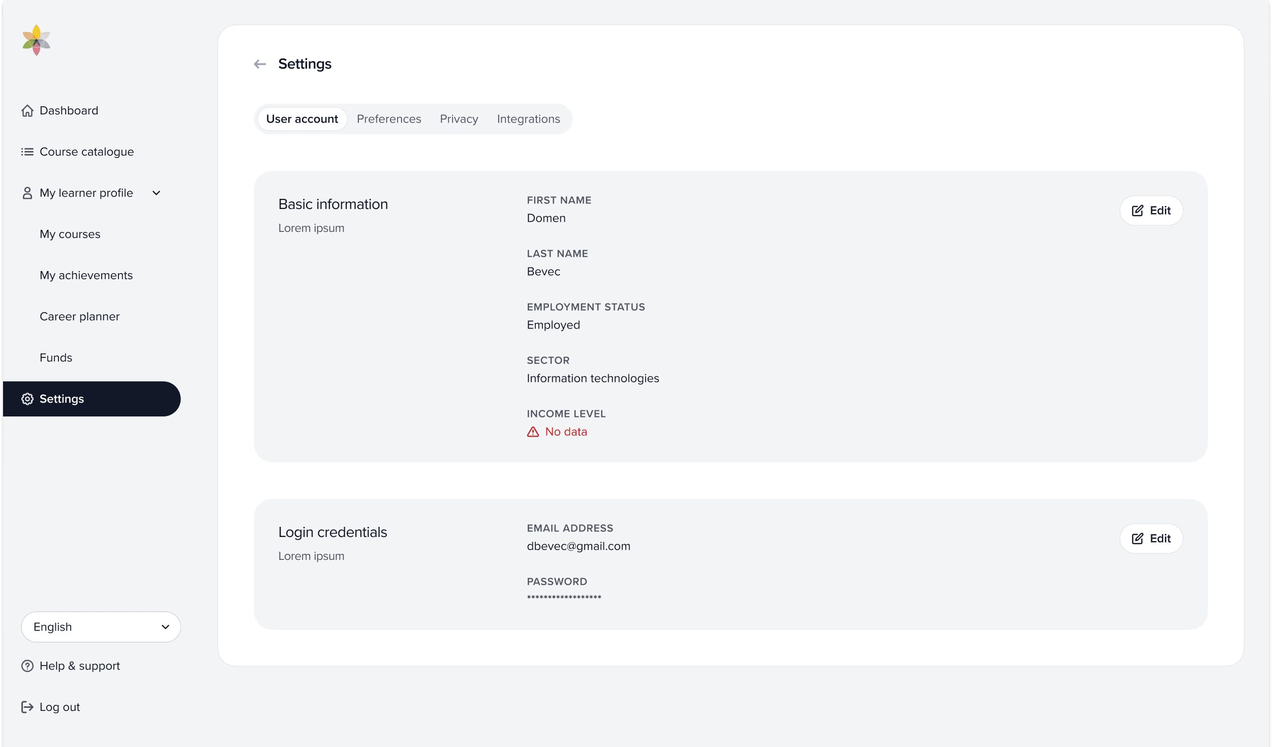 RALExILA edit account details