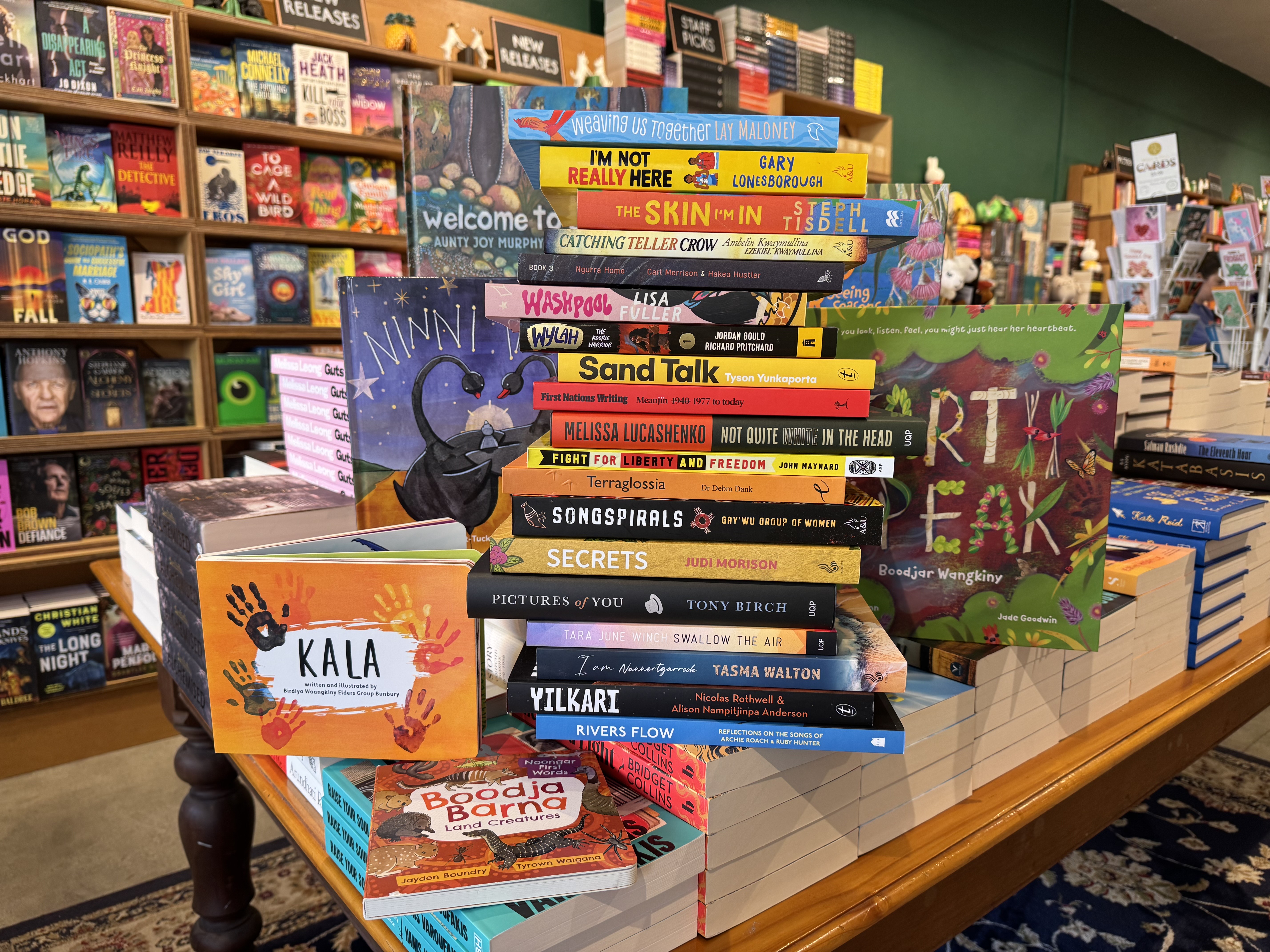 A stack of books by Indigenous authors