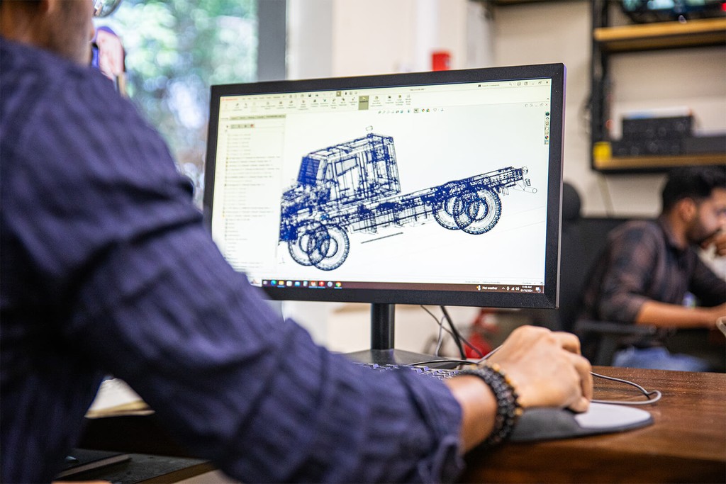 Engineer working on the computer