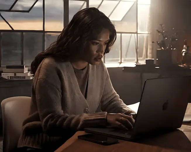 woman working at laptop