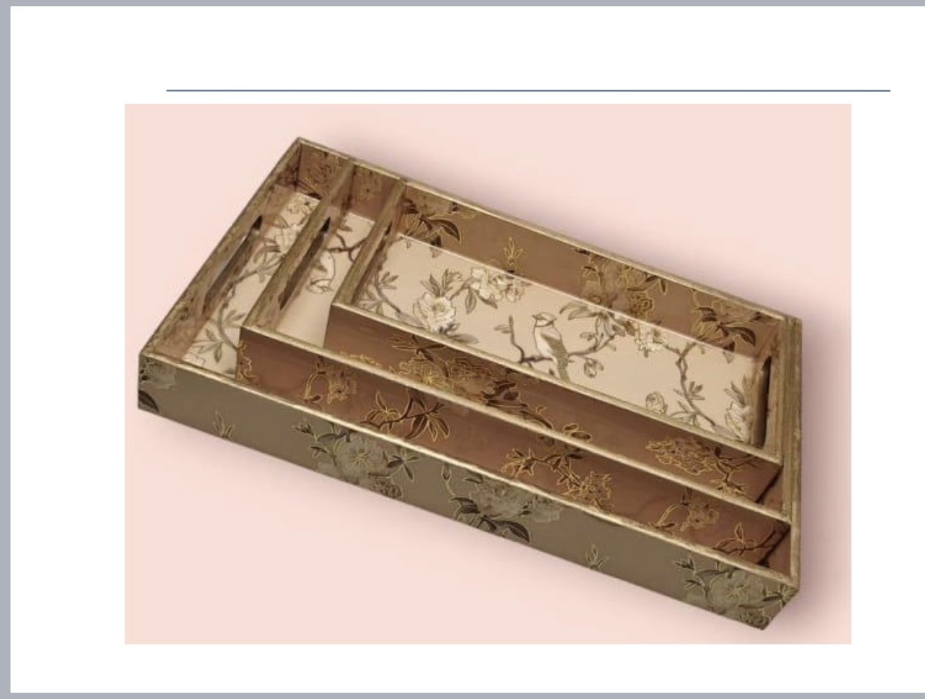 Handcrafted MDF serving trays with floral vine design set of three