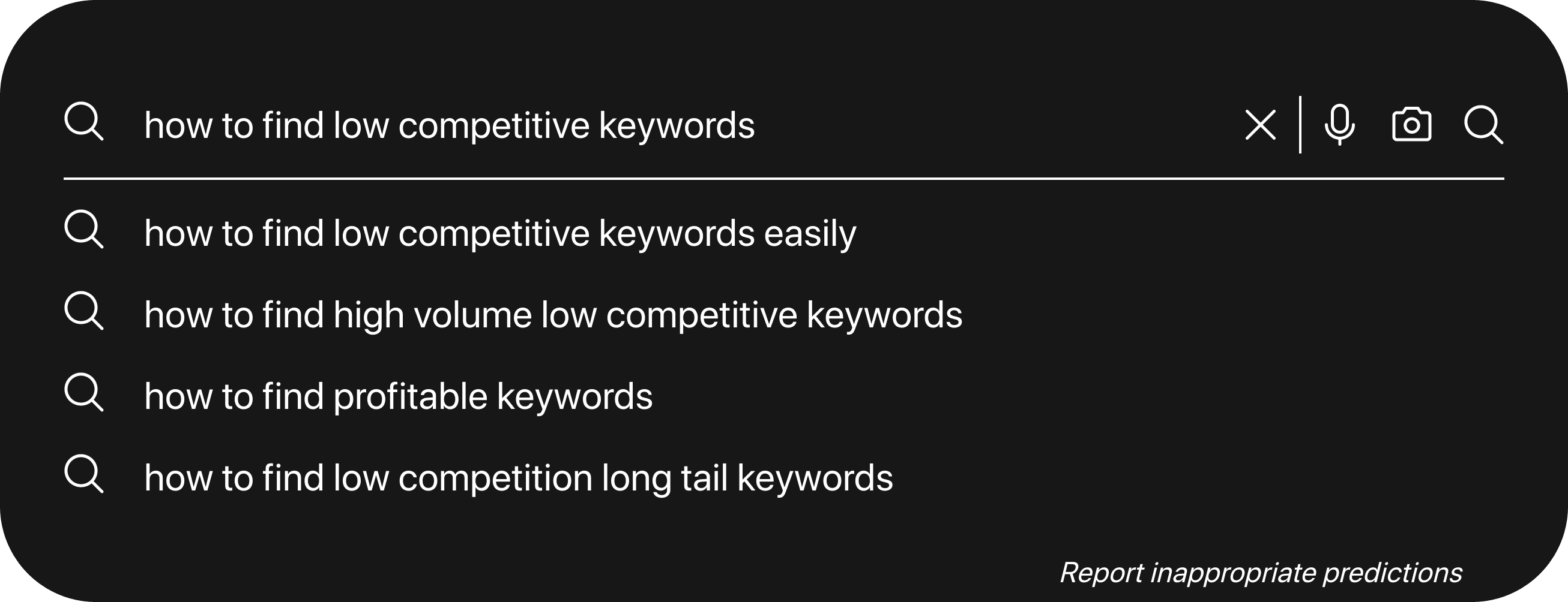 Google search result of the keyword "how to find low competitive keywords".
