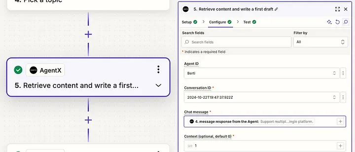 Zapier — AgentX chat message