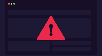 A website layout with a red warning icon