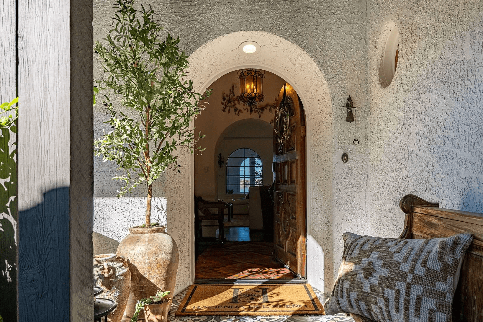 Front door entry peering into the open door. 