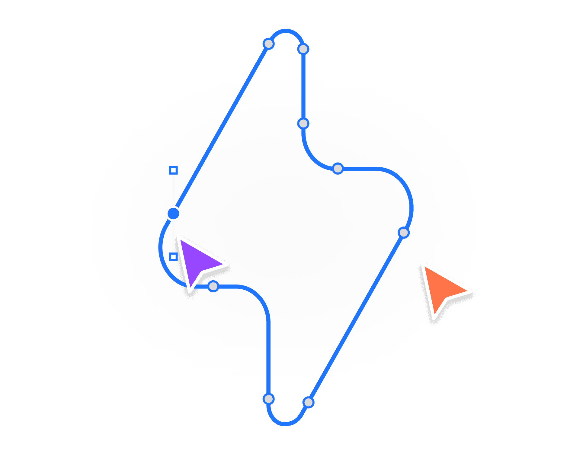 Blue path design with purple and orange arrows, Casa Verde Framer template.