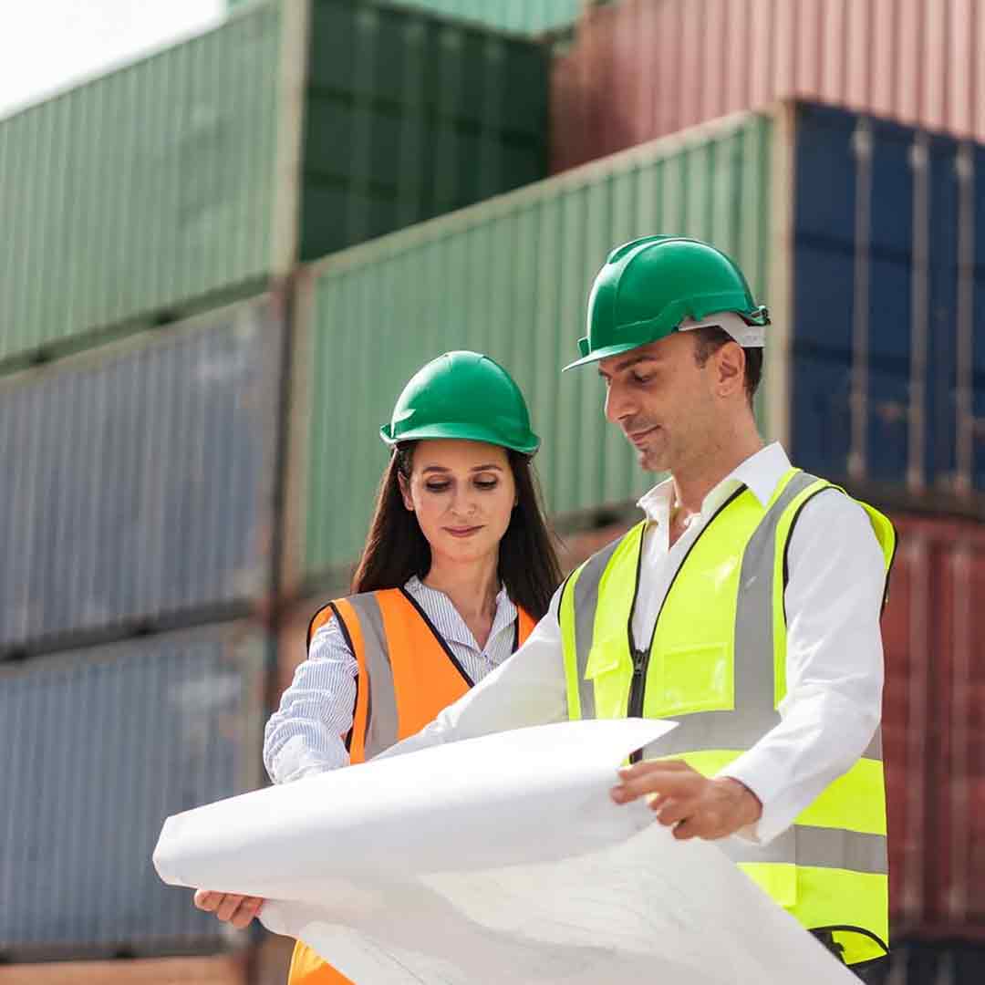 Консультація експертів з міжнародної доставки на фоні складу контейнерів