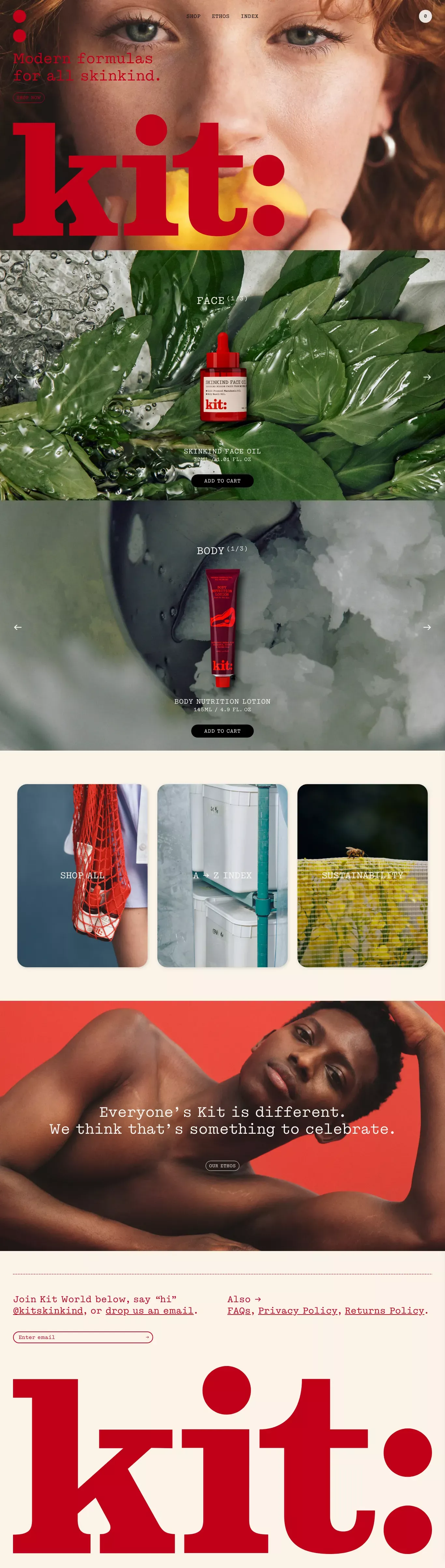 kit ecommerce page screenshot showcasing Beauty and Ecommerce design