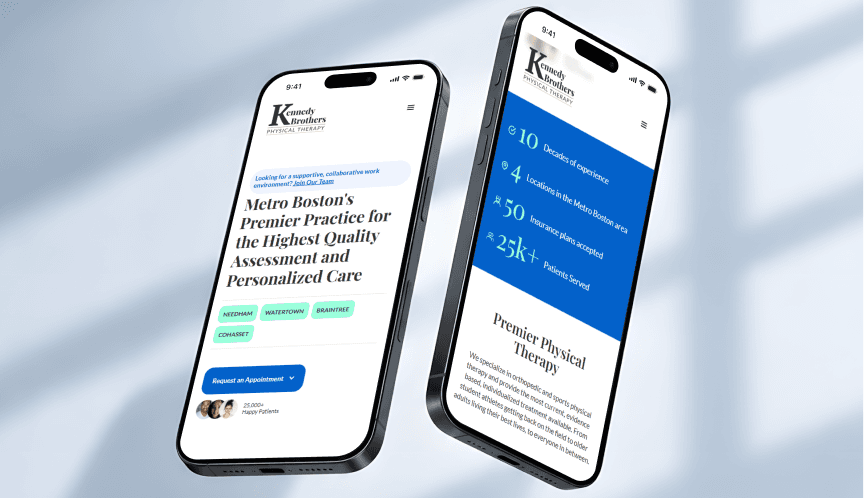 Two mobiles showing Kennedy Brothers website
