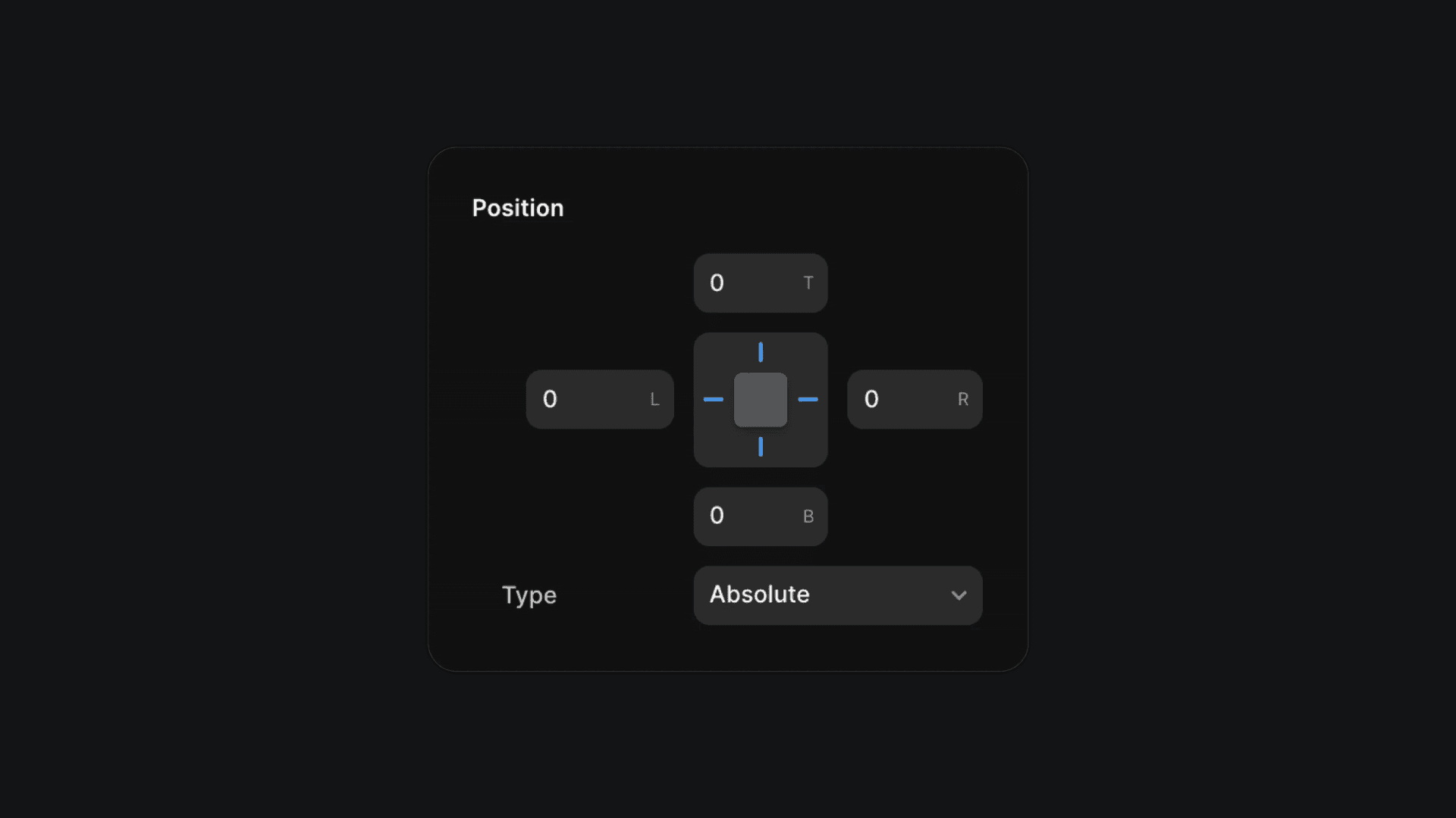 Precise positioning controls for top, left, right, and bottom