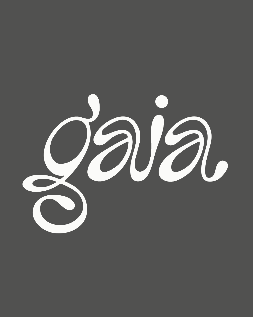 Gaia  logotype — fluid  wordmark on dark background, custom typography