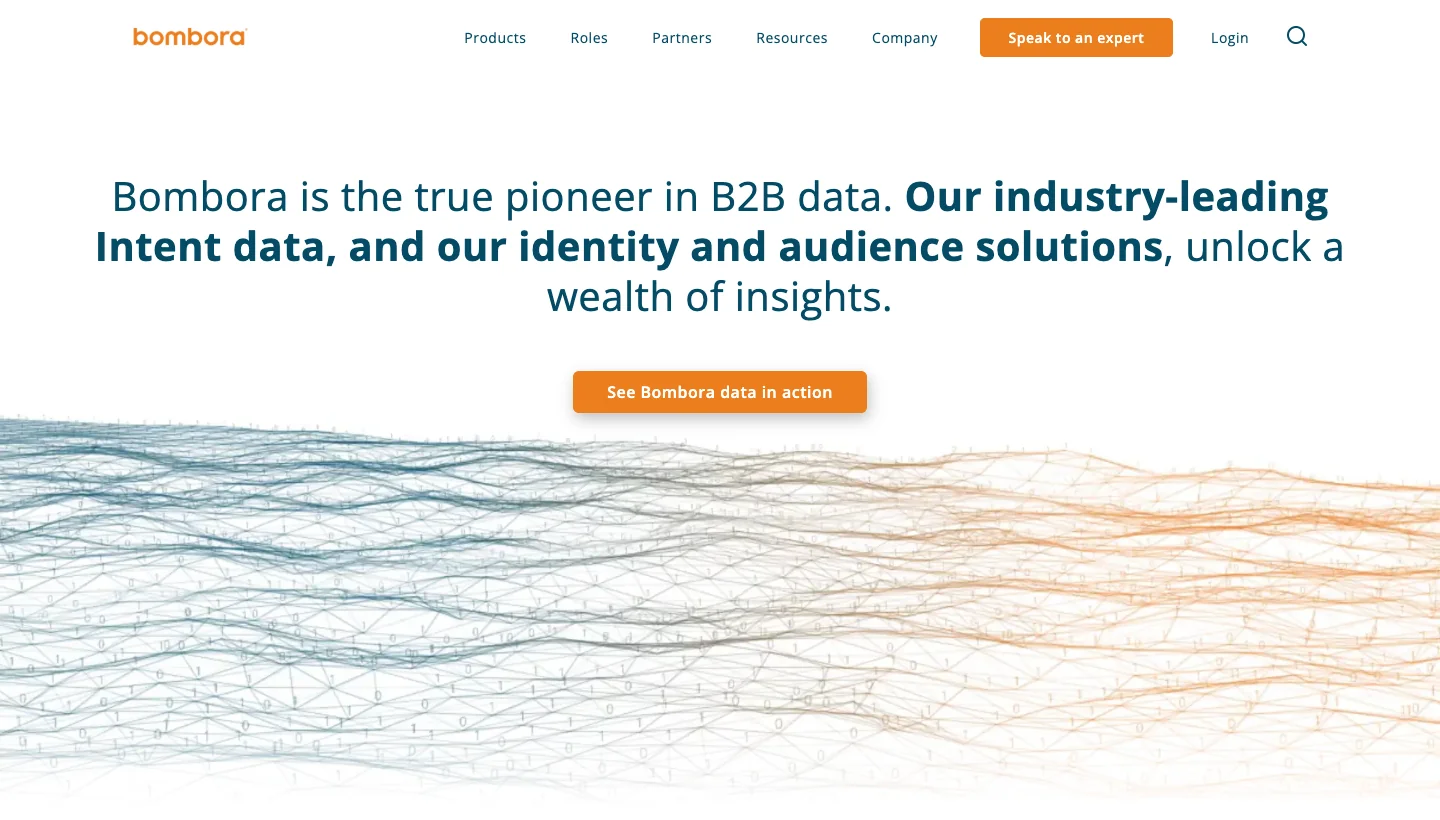 Bombora homepage: B2B intent data provider tracking company research