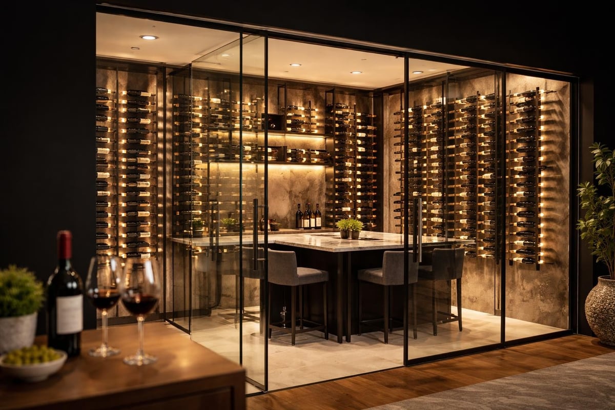 Glass wine cellar transparency benefits