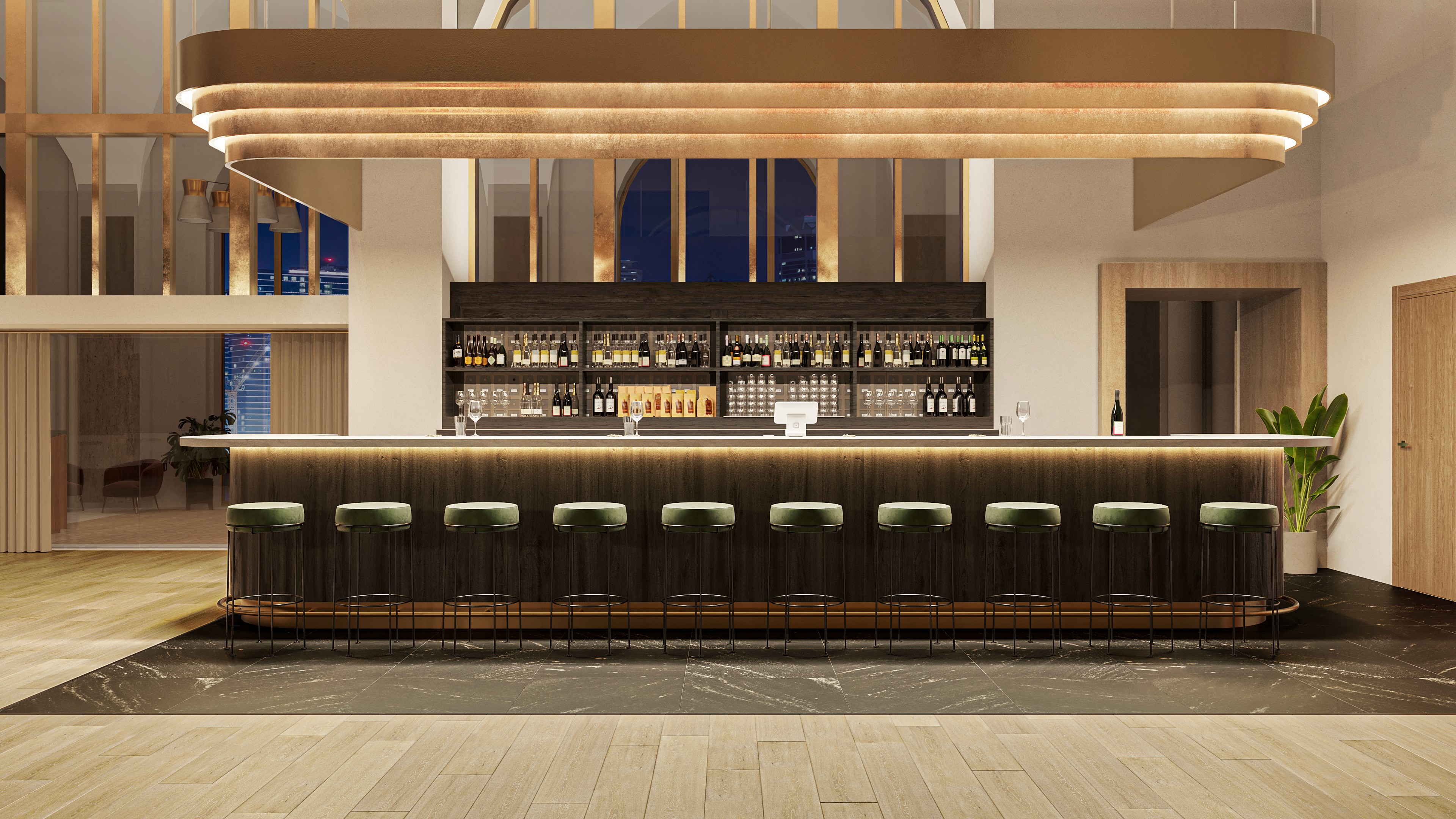 Atlantic Workclub bar and lounge interior design