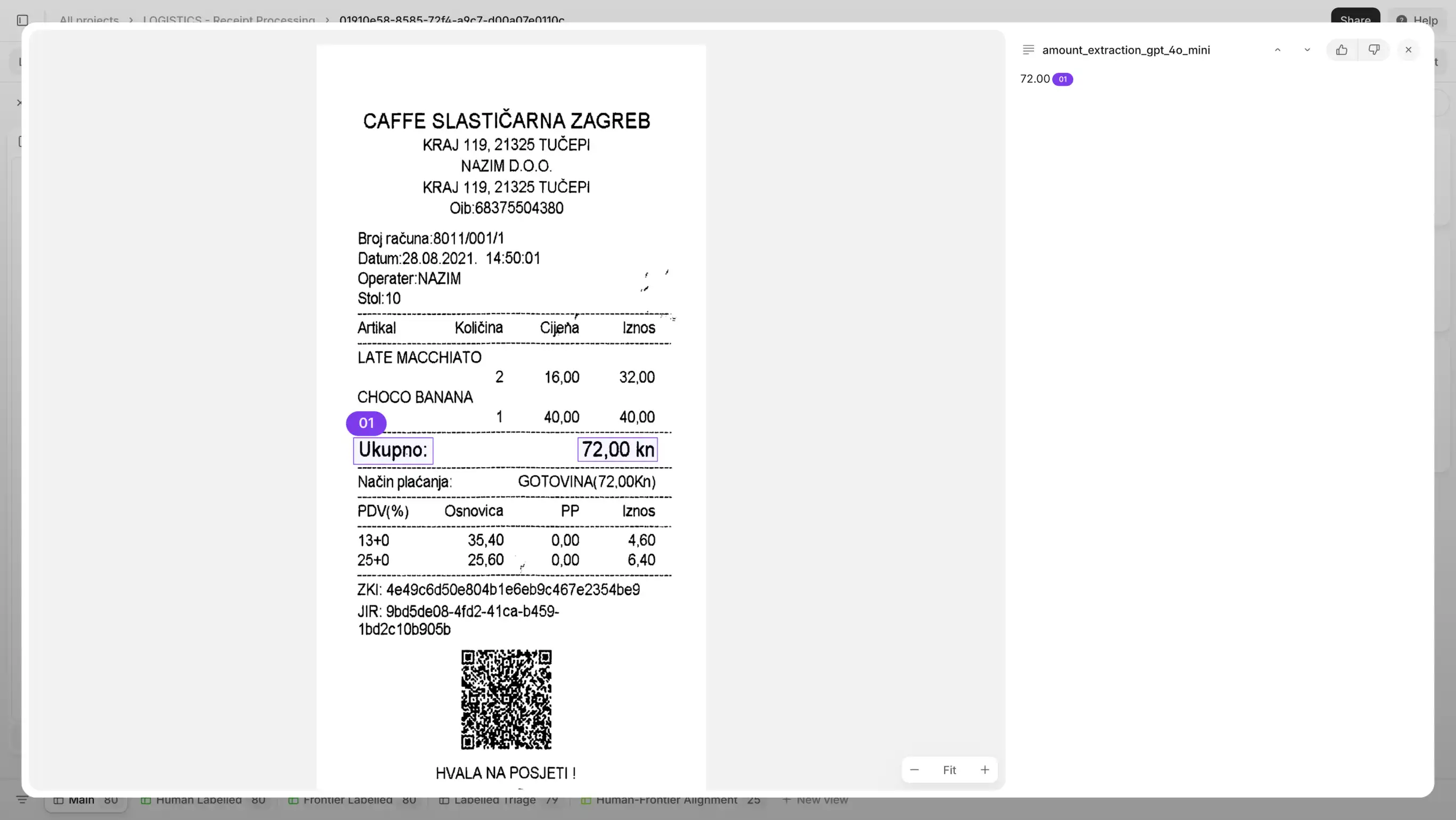 Receipt total extraction