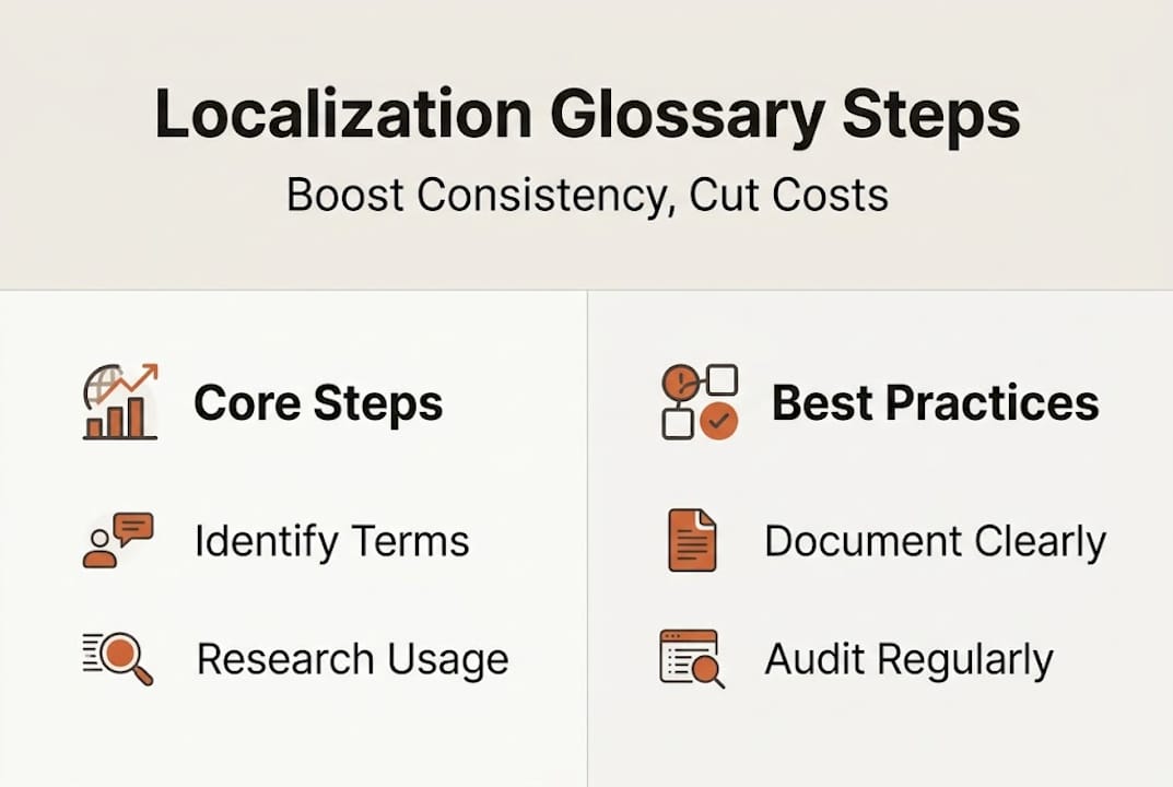 Infographic showing key glossary management steps
