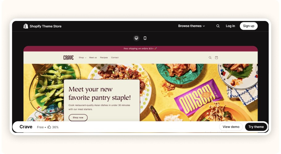 Shopify Crave colorful theme