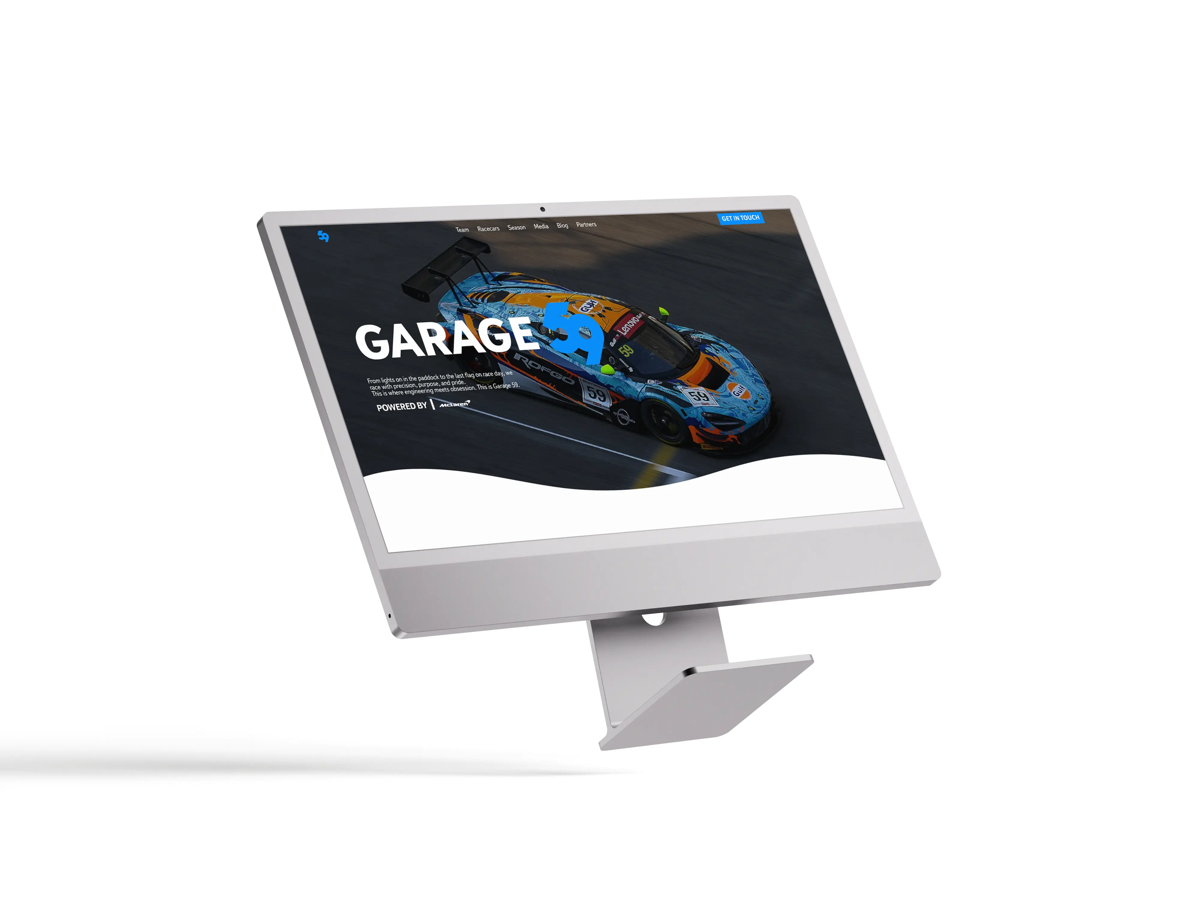 Garage 59 hero section on imac