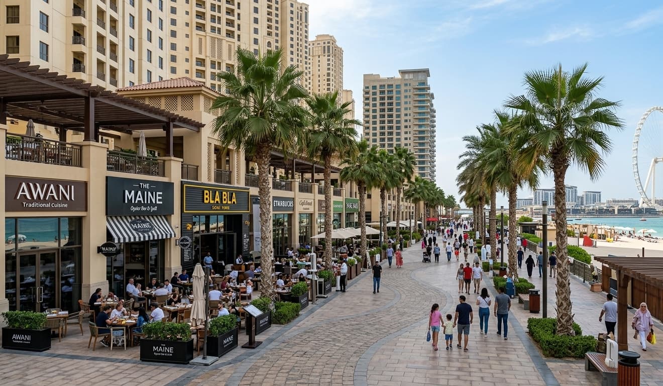 JBR Walk Dubai’s lifestyle, dining, and waterfront attractions.