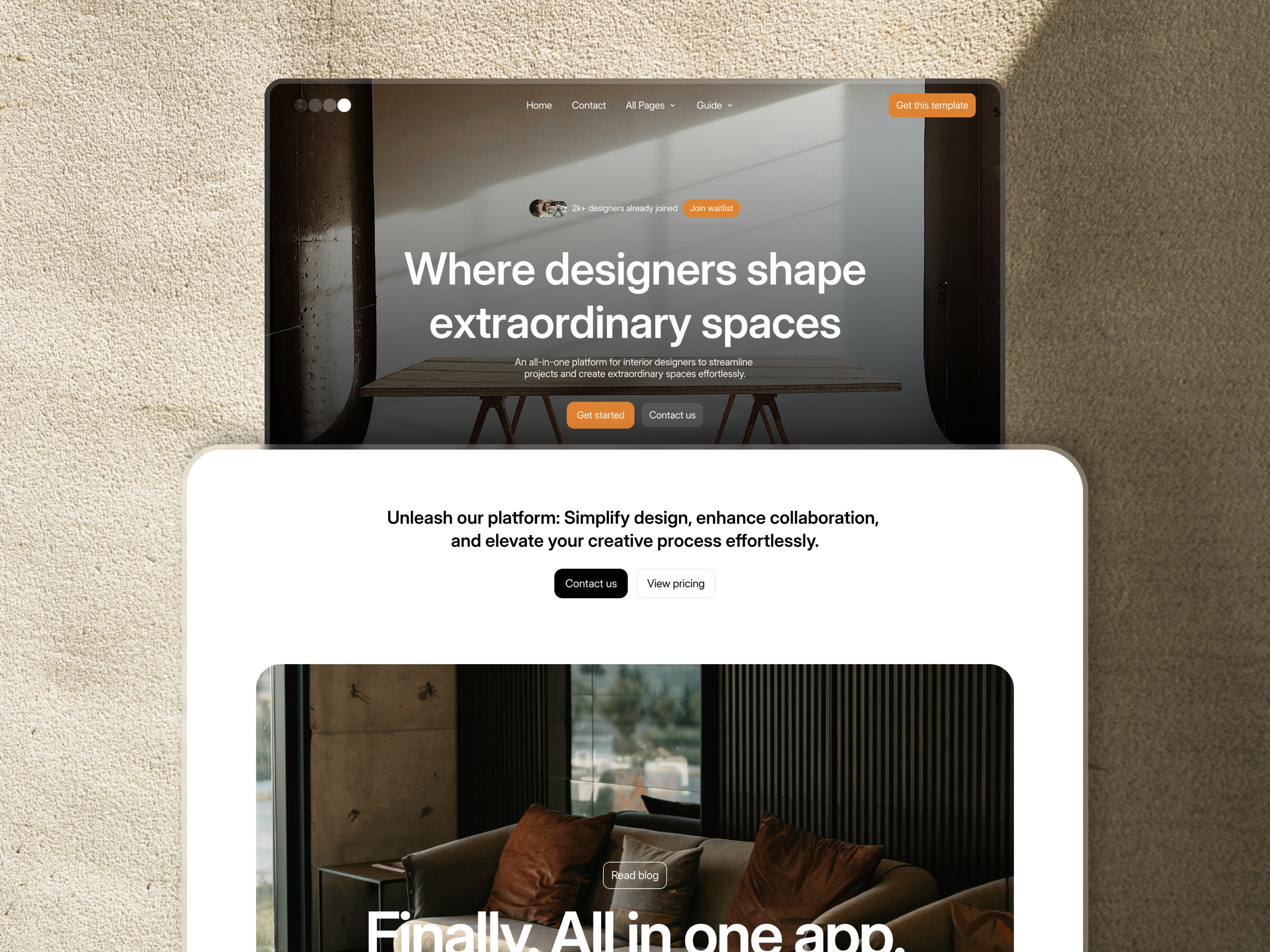 Faded - SaaS framer template by Design Freaks - hero section